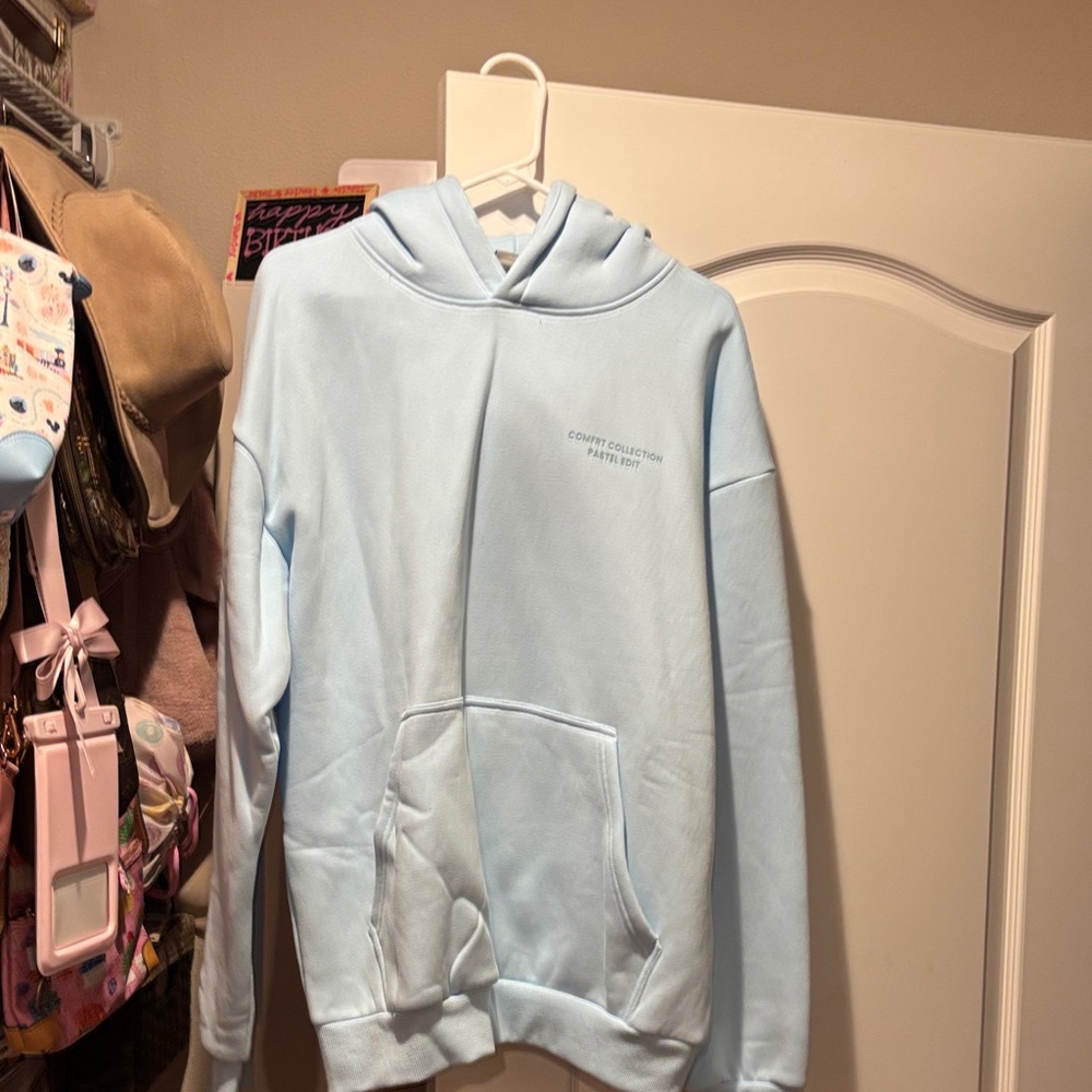 Cmfrt baby blue hoodie-pastel edit- size M- new and never worn